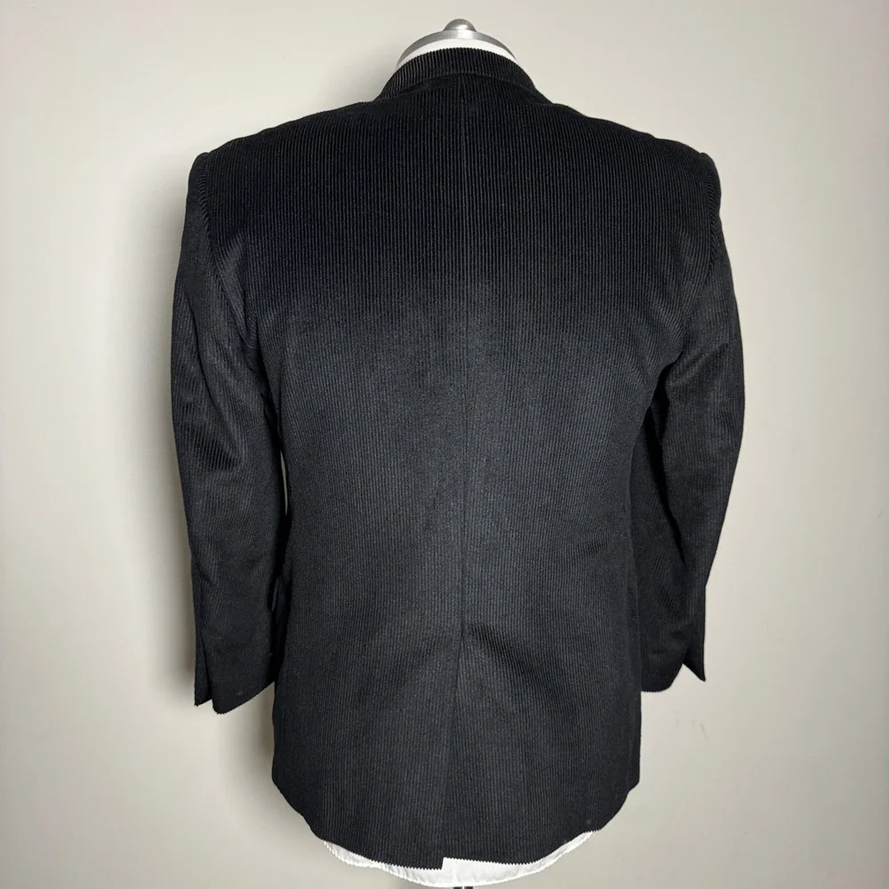 Jos A Bank Mens Black Corduroy Wool‎ Silk Sport Coat Blazer Jacket 43R